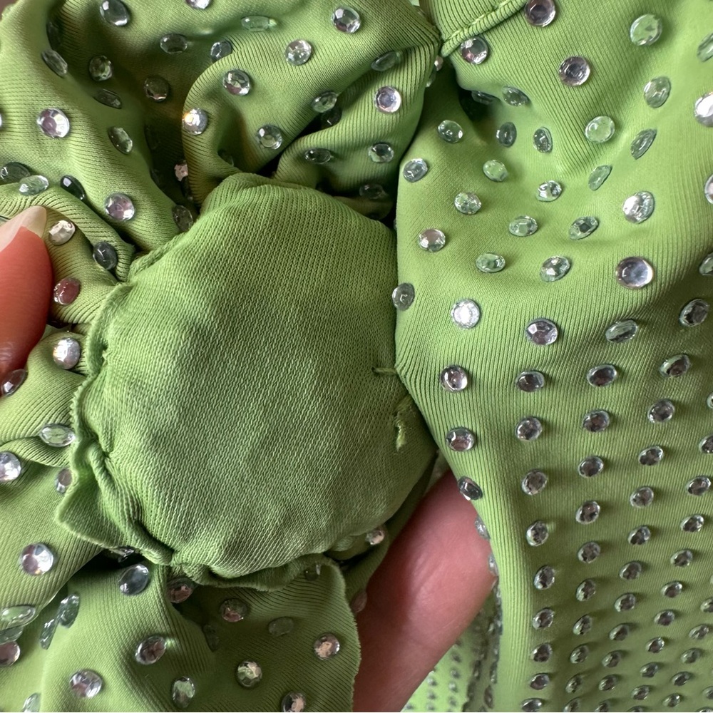 WeWoreWhat NWT Green Crystal Sleeveless Midi Slip Dress with Floral Detail - Picture 8 of 16